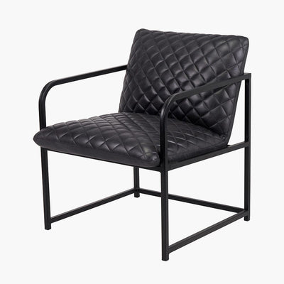Pacific Lifestyle Living Marchetti Ash Black Leather and Black Metal Arm Chair House of Isabella UK