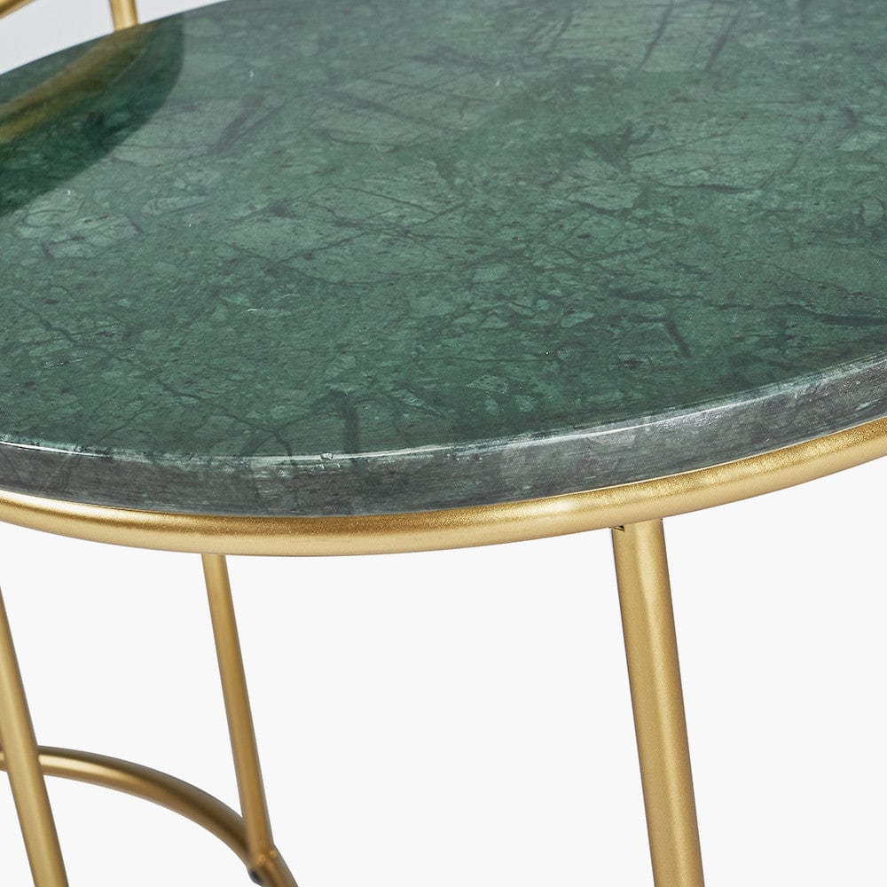 Pacific Lifestyle Living Milly S/2 Green Marble and Gold Metal Side Tables House of Isabella UK