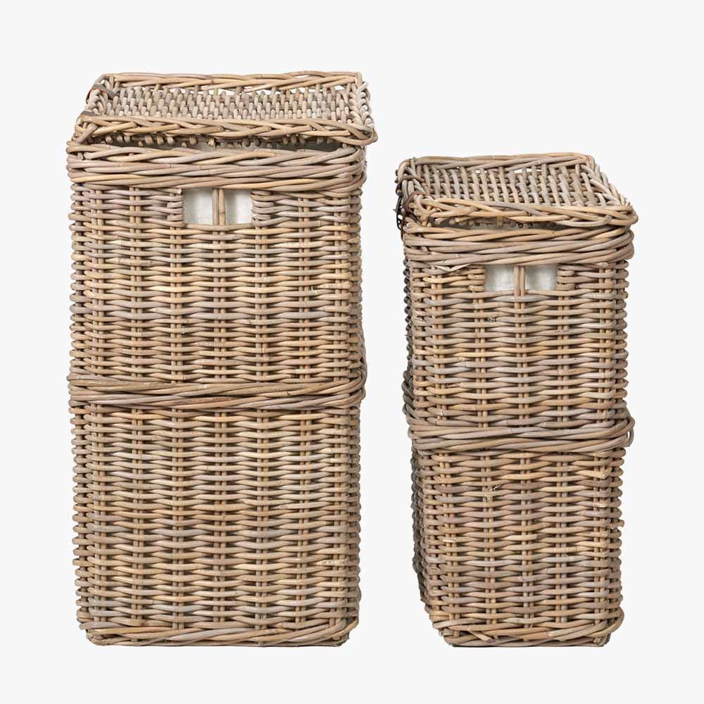 Pacific Lifestyle Living S/2 Grey Kubu Rectangular Linen Baskets House of Isabella UK