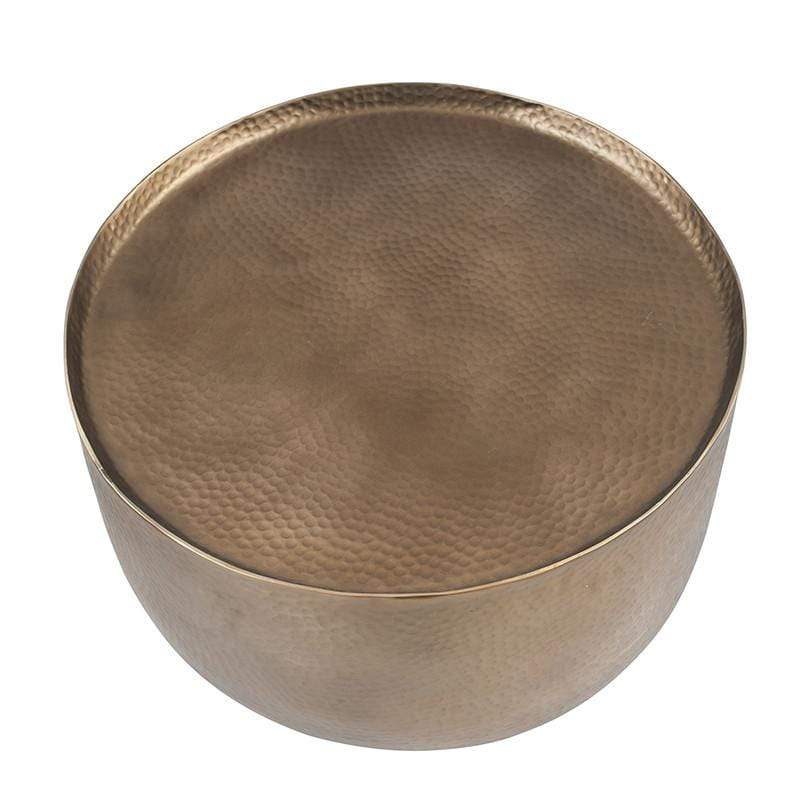 Pacific Lifestyle Living Sangli Hammered Metal Antique Brass Colour Table Large | OUTLET House of Isabella UK