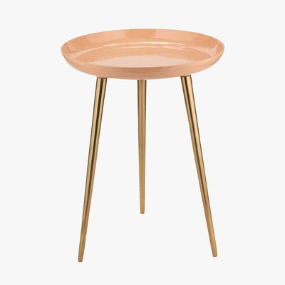 Pacific Lifestyle Living Seline Apricot Enamel and Gold Metal Side Table House of Isabella UK