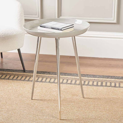 Pacific Lifestyle Living Seline Grey Enamel and Silver Metal Side Table House of Isabella UK