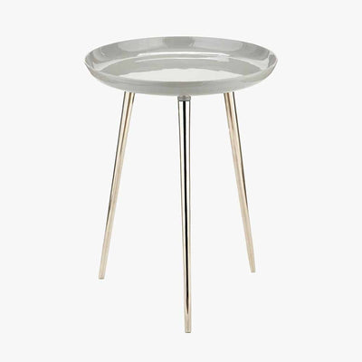 Pacific Lifestyle Living Seline Grey Enamel and Silver Metal Side Table House of Isabella UK
