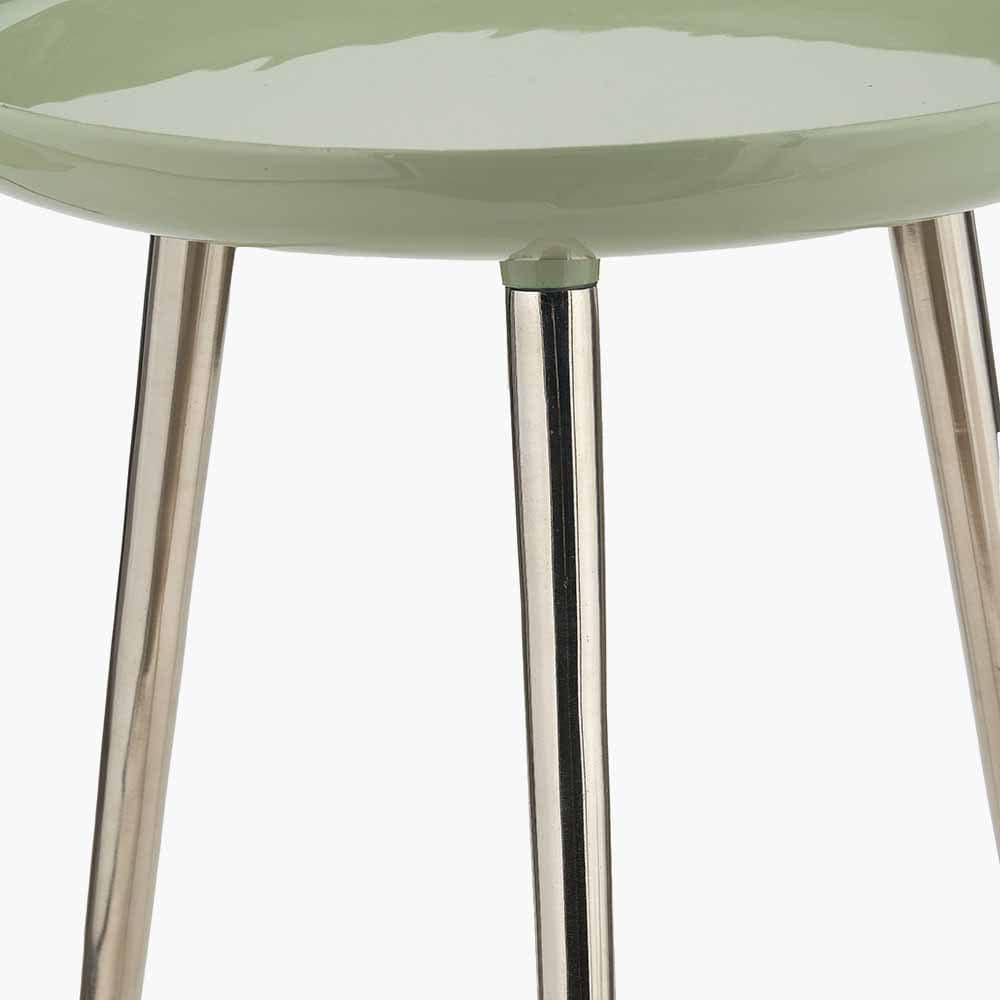 Pacific Lifestyle Living Seline Sage Enamel and Silver Metal Side Table House of Isabella UK