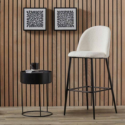 Pacific Lifestyle Living Turi Bouclé Fabric and Black Metal Bar Stool House of Isabella UK