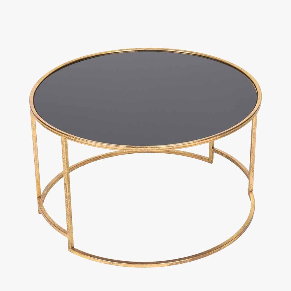Pacific Lifestyle Living Veneziano Antique Gold Metal and Black Glass Coffee Table House of Isabella UK