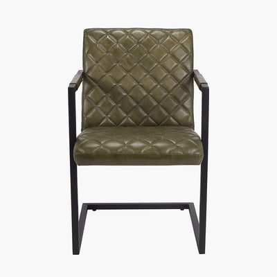 Pacific Lifestyle Living Vittorio Sage Green Leather and Iron Arm Chair House of Isabella UK