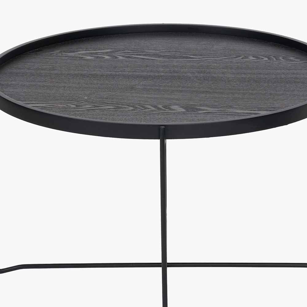 Pacific Lifestyle Living Voss Black Wood Veneer and Black Metal Coffee Table House of Isabella UK