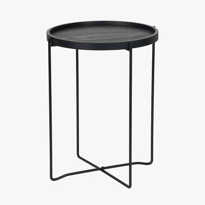Pacific Lifestyle Living Voss Black Wood Veneer and Black Metal Side Table House of Isabella UK