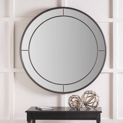 Pacific Lifestyle Mirrors Antique Bronze Metal Round Wall Mirror Large House of Isabella UK