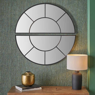 Pacific Lifestyle Mirrors Black Metal 2 Half Moon Section Wall Mirror House of Isabella UK