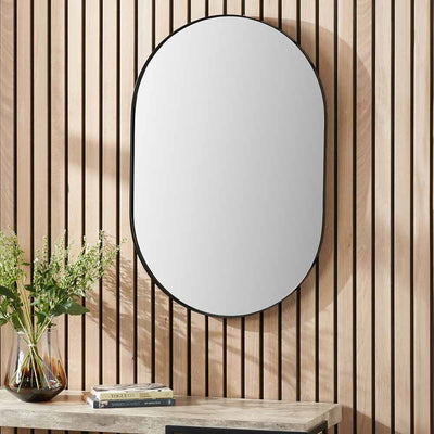 Pacific Lifestyle Mirrors Black Metal Slim Frame Oval Wall Mirror House of Isabella UK