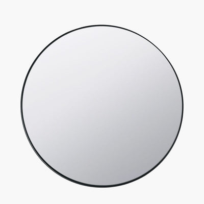Pacific Lifestyle Mirrors Black Metal Slim Frame Round Wall Mirror Large House of Isabella UK