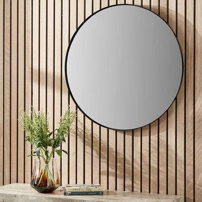 Pacific Lifestyle Mirrors Black Metal Slim Frame Round Wall Mirror Medium House of Isabella UK