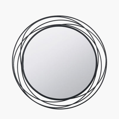 Pacific Lifestyle Mirrors Black Metal Swirl Round Wall Mirror House of Isabella UK