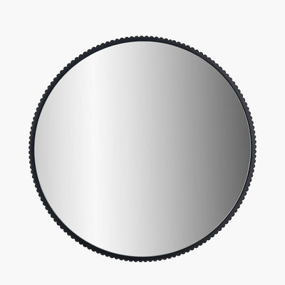 Pacific Lifestyle Mirrors Black Metal Textured Edged Round Wall Mirror House of Isabella UK
