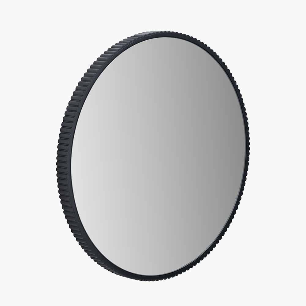 Pacific Lifestyle Mirrors Black Metal Textured Edged Round Wall Mirror House of Isabella UK
