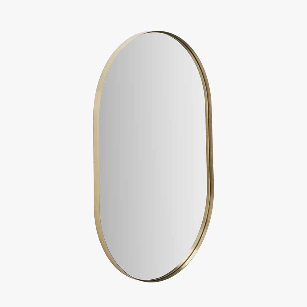 Pacific Lifestyle Mirrors Brushed Gold Metal Slim Frame Oval Wall Mirror House of Isabella UK