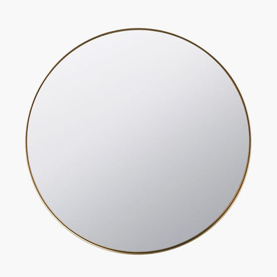 Pacific Lifestyle Mirrors Brushed Gold Metal Slim Frame Round Wall Mirror Large House of Isabella UK
