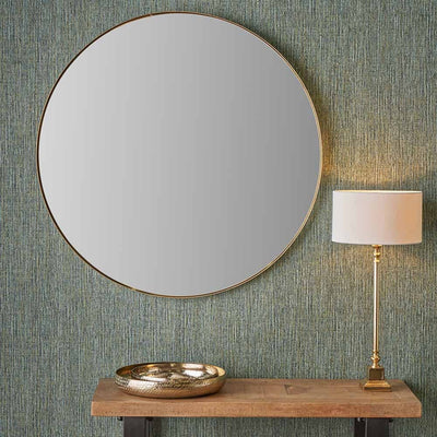 Pacific Lifestyle Mirrors Brushed Gold Metal Slim Frame Round Wall Mirror Large House of Isabella UK