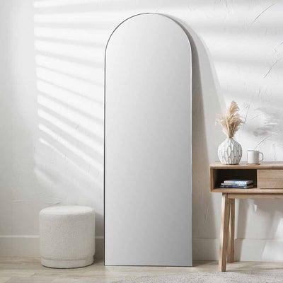 Pacific Lifestyle Mirrors Brushed Silver Metal Slim Frame Arch Floor Mirror House of Isabella UK