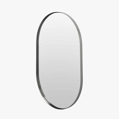 Pacific Lifestyle Mirrors Brushed Silver Metal Slim Frame Oval Wall Mirror House of Isabella UK