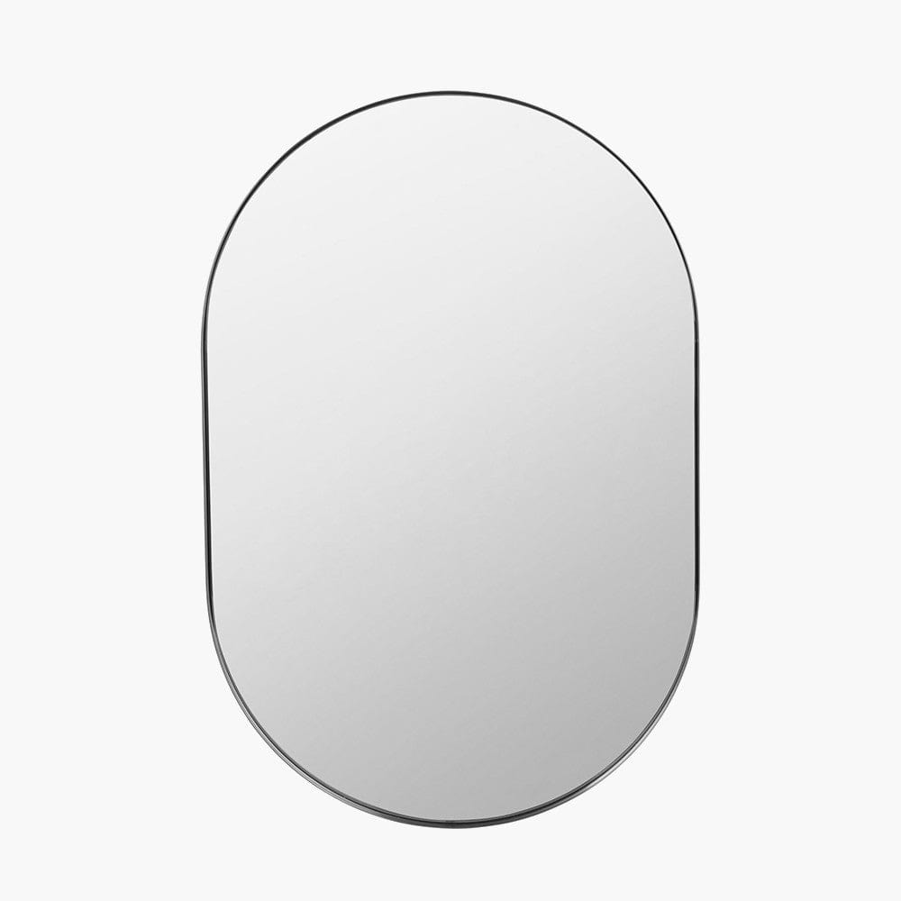 Pacific Lifestyle Mirrors Brushed Silver Metal Slim Frame Oval Wall Mirror House of Isabella UK