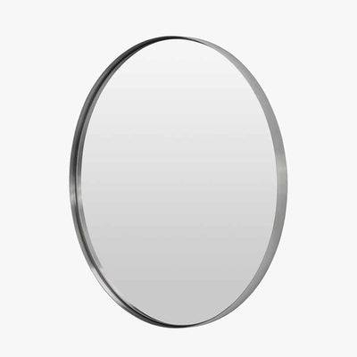 Pacific Lifestyle Mirrors Brushed Silver Metal Slim Frame Round Wall Mirror Medium House of Isabella UK