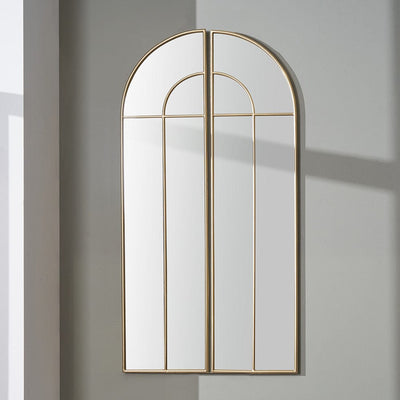 Pacific Lifestyle Mirrors Gold Metal 2 Section Arch Wall Mirror House of Isabella UK