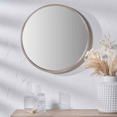 Pacific Lifestyle Mirrors Natural Wood Veneer Slim Frame Round Mirror Large House of Isabella UK