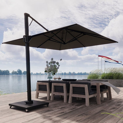 Pacific Lifestyle Outdoors Beaufort Premium 3.2m Square Faded Black Parasol House of Isabella UK
