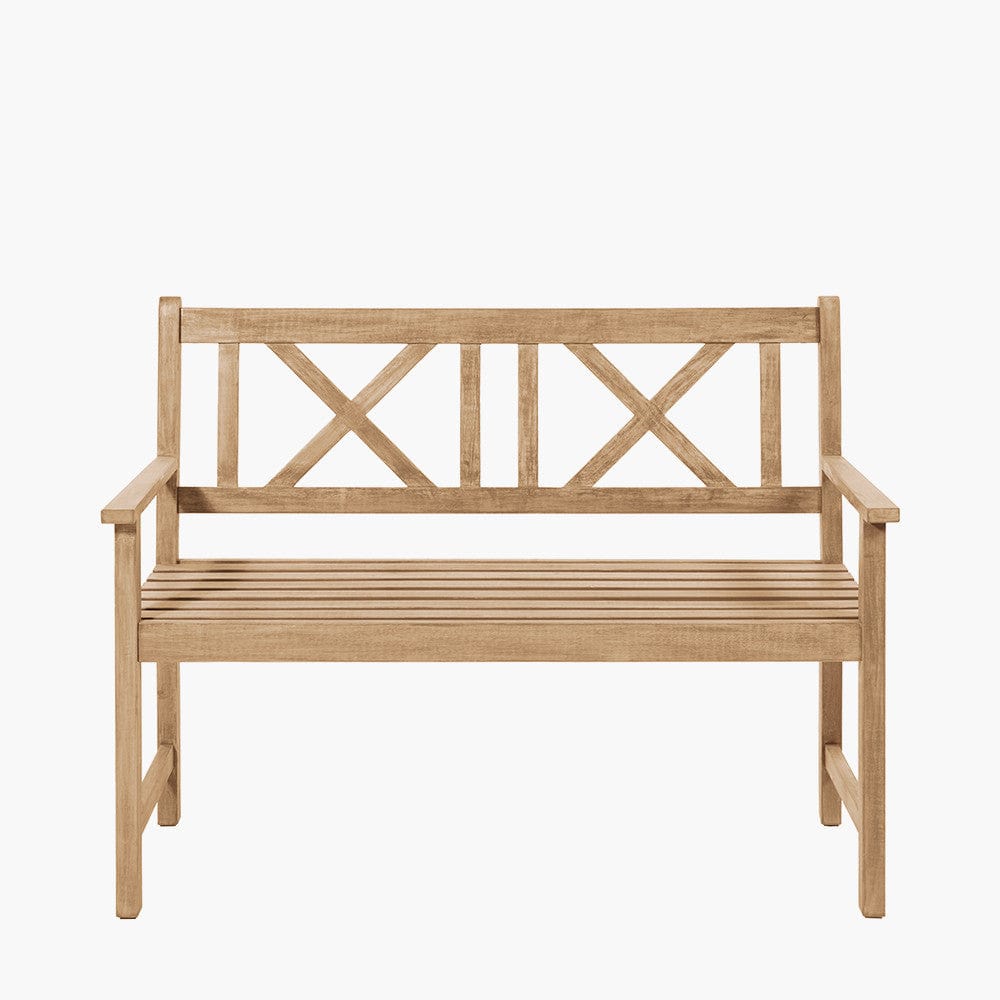 Pacific Lifestyle Outdoors Cambridge Light Teak 2 Seater Acacia Wood Bench K/D House of Isabella UK