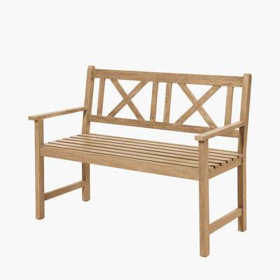 Pacific Lifestyle Outdoors Cambridge Light Teak 2 Seater Acacia Wood Bench K/D House of Isabella UK
