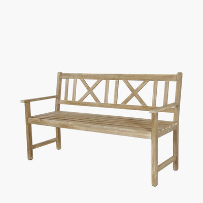 Pacific Lifestyle Outdoors Cambridge Light Teak 3 Seater Acacia Wood Bench K/D House of Isabella UK