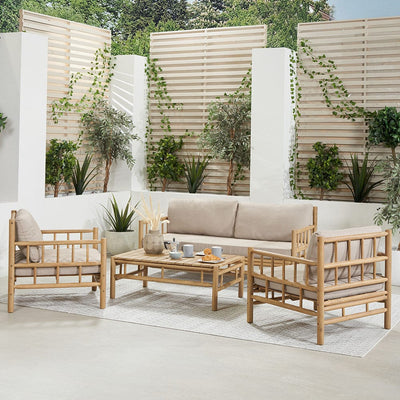 Pacific Lifestyle Outdoors Costa Rica Natural Bamboo Finish Lounge Set House of Isabella UK