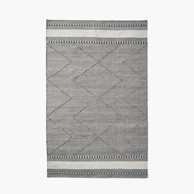Pacific Lifestyle Outdoors Indoor Outdoor Recycled PET Yarn Grey and White Plaited Stripe Design Rug House of Isabella UK