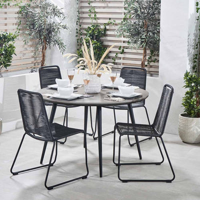 Pacific Lifestyle Outdoors Pang 4 Black Seater Dining Set House of Isabella UK