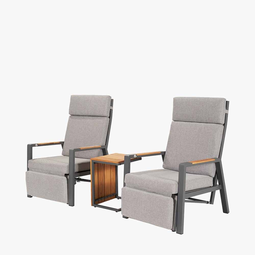 Pacific Lifestyle Outdoors Stockholm Anthracite Recliner Set House of Isabella UK