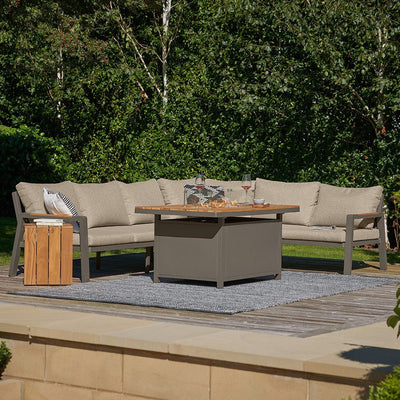 Pacific Lifestyle Outdoors Stockholm Limestone Corner Set including Fire Pit Table House of Isabella UK