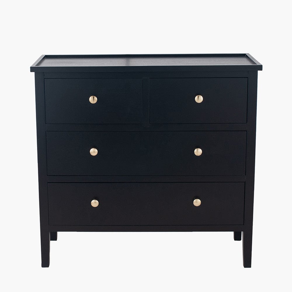 Pacific Lifestyle Sleeping Chelmsford Satin Black Pine Wood 4 Drawer Unit House of Isabella UK