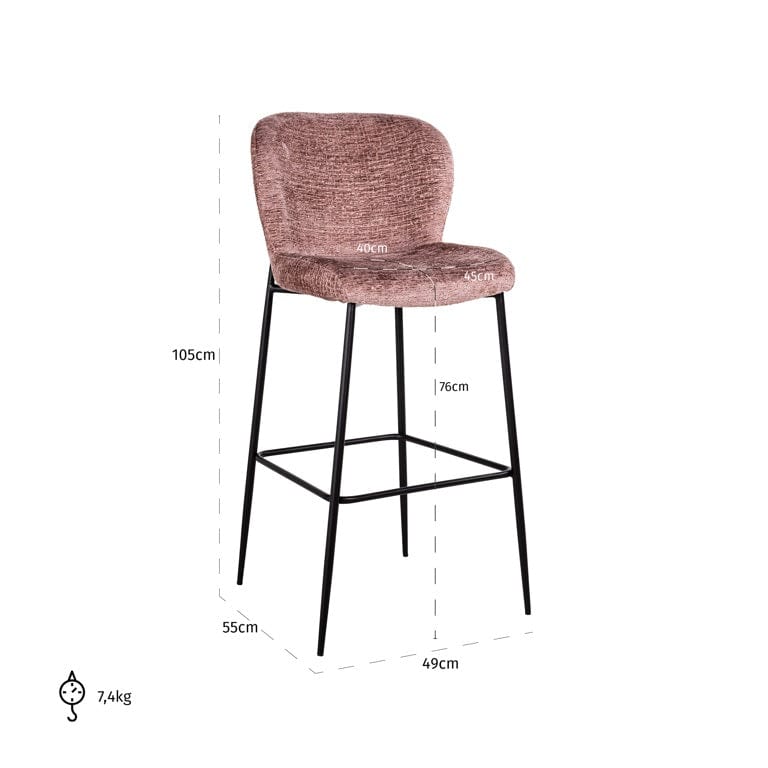 Richmond Interiors Dining Bar stool Darby pale fusion fire retardant (FR-Fusion pale 200) House of Isabella UK