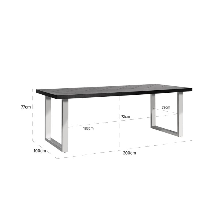 Richmond Interiors Dining Dining table Nalo 220 with silver u-leg (Black) House of Isabella UK