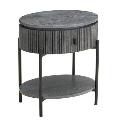 Tambour Oval Sidetable Midnight Oak - House of Isabella UK