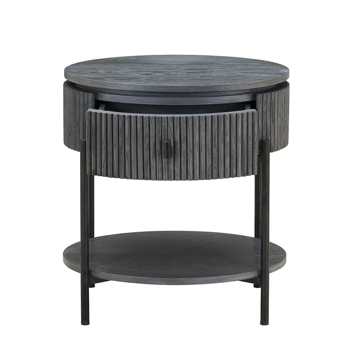 Tambour Oval Sidetable Midnight Oak - House of Isabella UK
