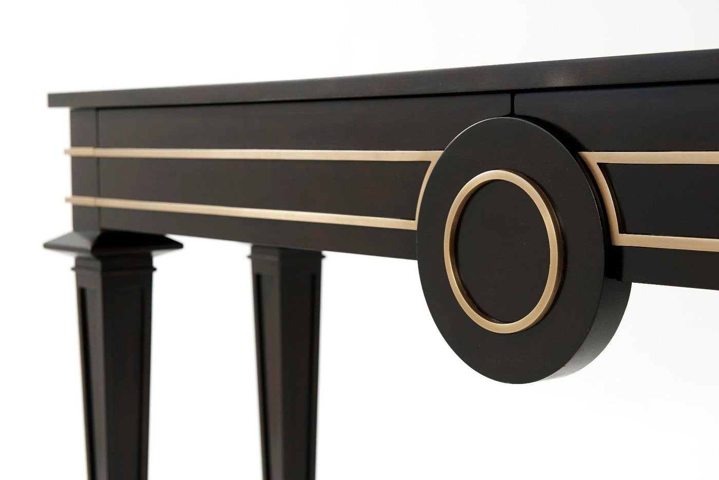 Theodore Alexander Living Console Table Mid Century with Brass Peg Feet House of Isabella UK
