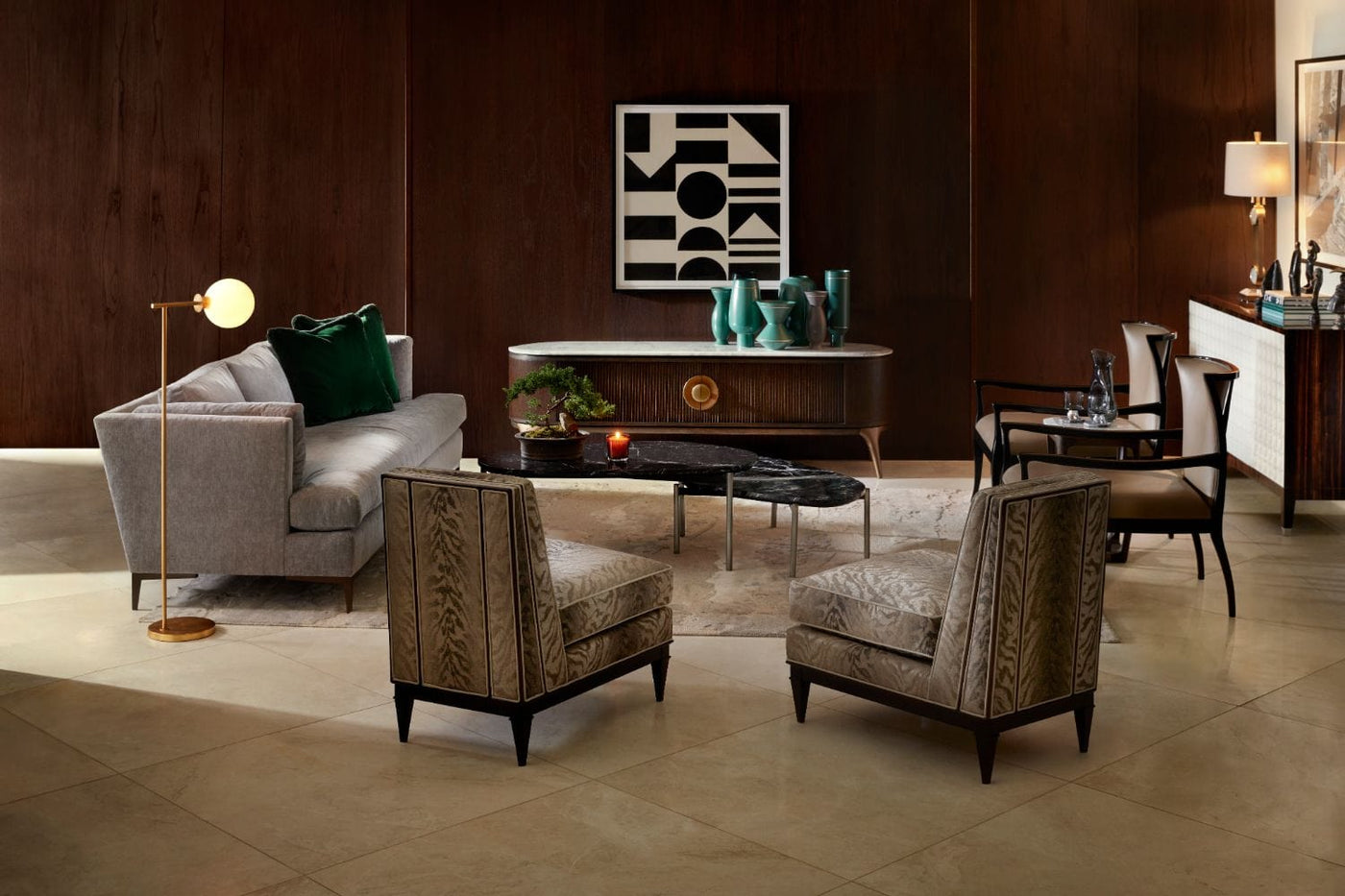 Theodore Alexander Living Converge Marble Accent Table in Cigar Club House of Isabella UK