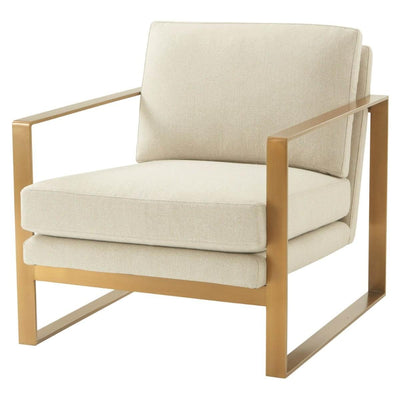 Theodore Alexander Living Ta Studio Bower Club Chair in Kendal Linen with Brushed Brass Finish Legs House of Isabella UK