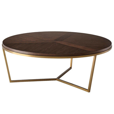 Theodore Alexander Living Ta Studio Large Round Coffee Table Fisher in Macadamia & Brass House of Isabella UK