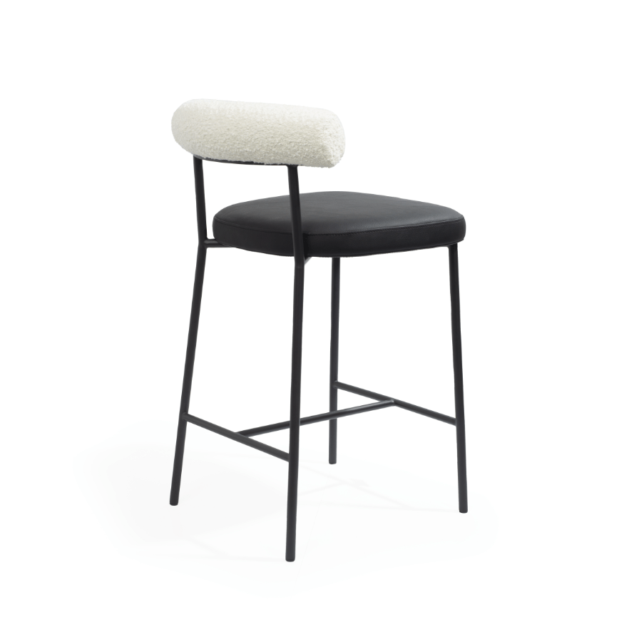 Tommy Franks Dining Alita Stool - Mustang Black & Chex Bouclé Polar House of Isabella UK