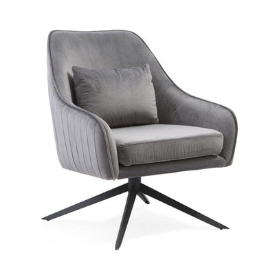 Tommy Franks Living Arvia Swivel Chair - Velvet Grey House of Isabella UK